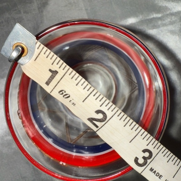 Antique House Art Elegant Gold and Red Drum Design Glass Set of 8 Red White Blue - Picture 11 of 15